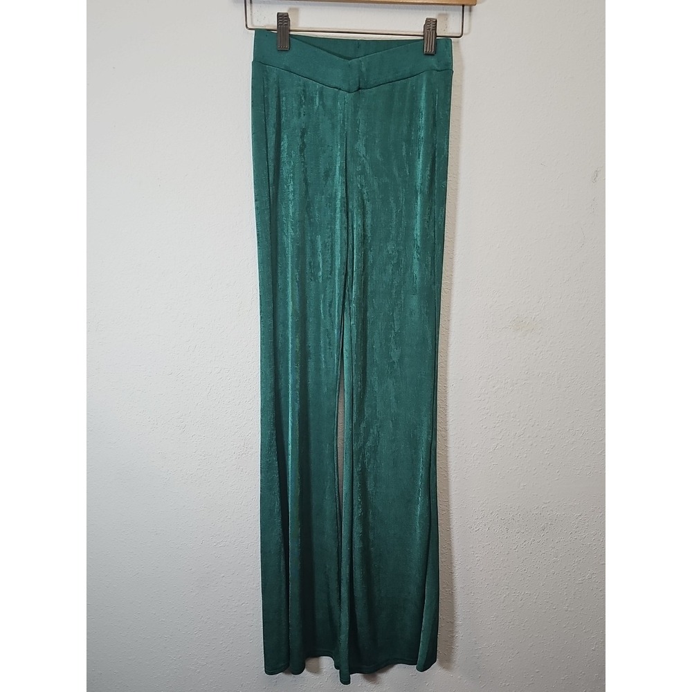 Y2K 90s Pull On Green Wet Seal Stretch Flare Pants Women XS‎